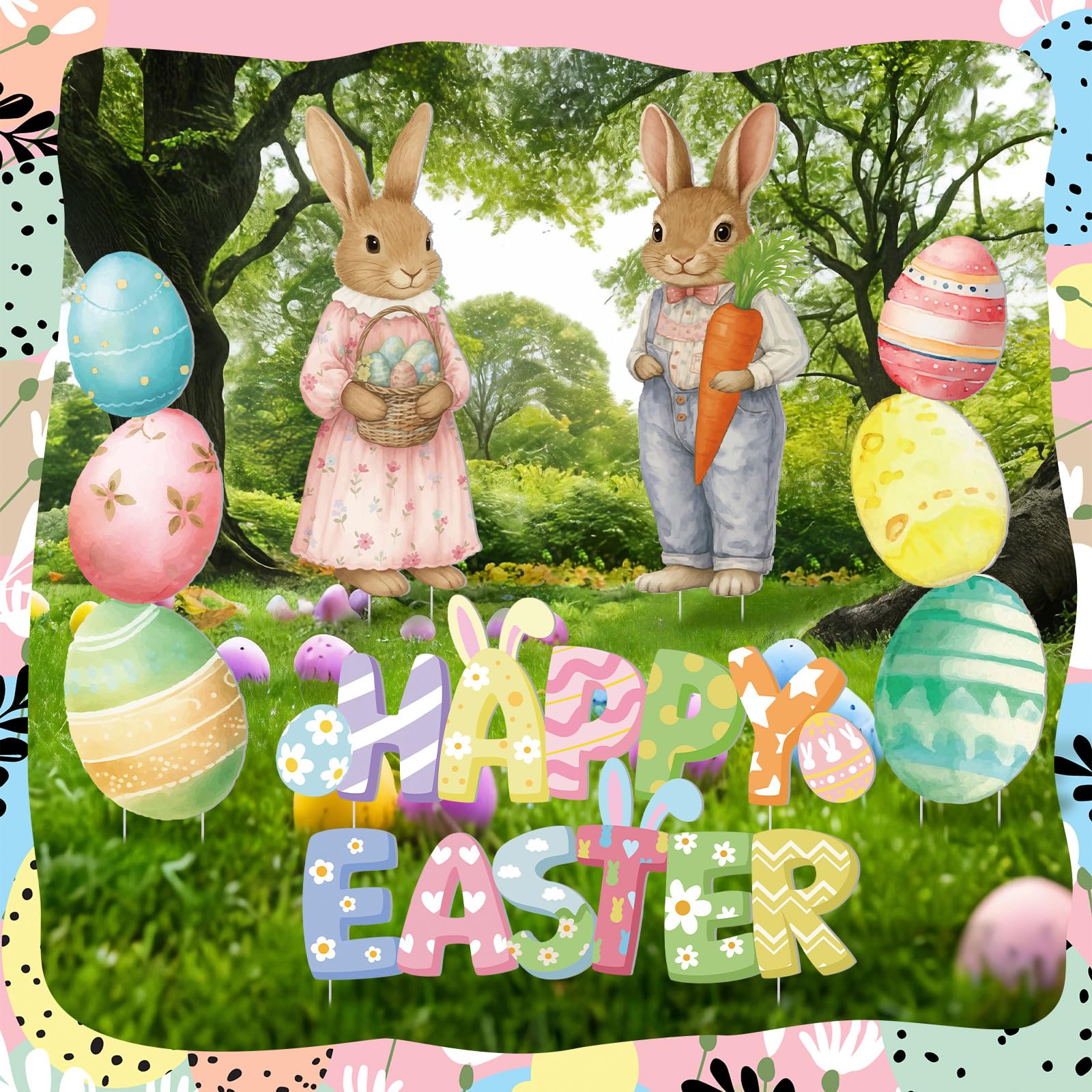 GlikCeil Patio decor Easter collection of 9 signs for outdoors