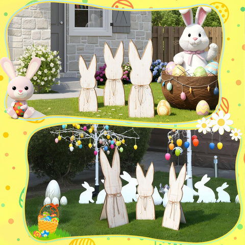 GlikCeil wooden-base bunny centerpieces ideal for seasonal decorations.