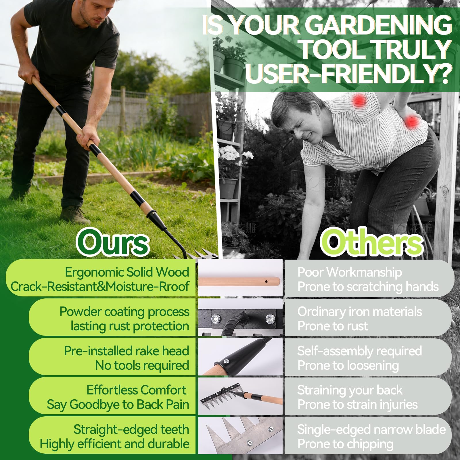GlimHirVox Gardenia all-in-one gardening tool for weeding, digging, and aeration.