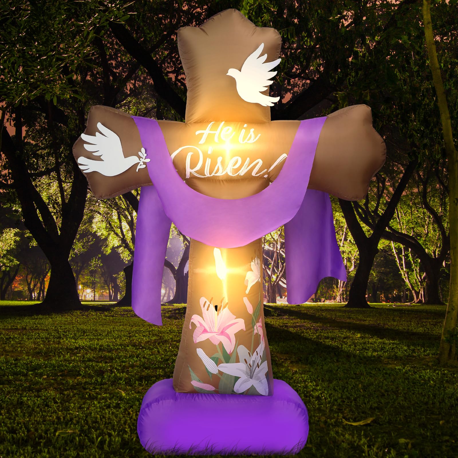 Glimin Easter cross with built-in LED lights for nighttime glow.