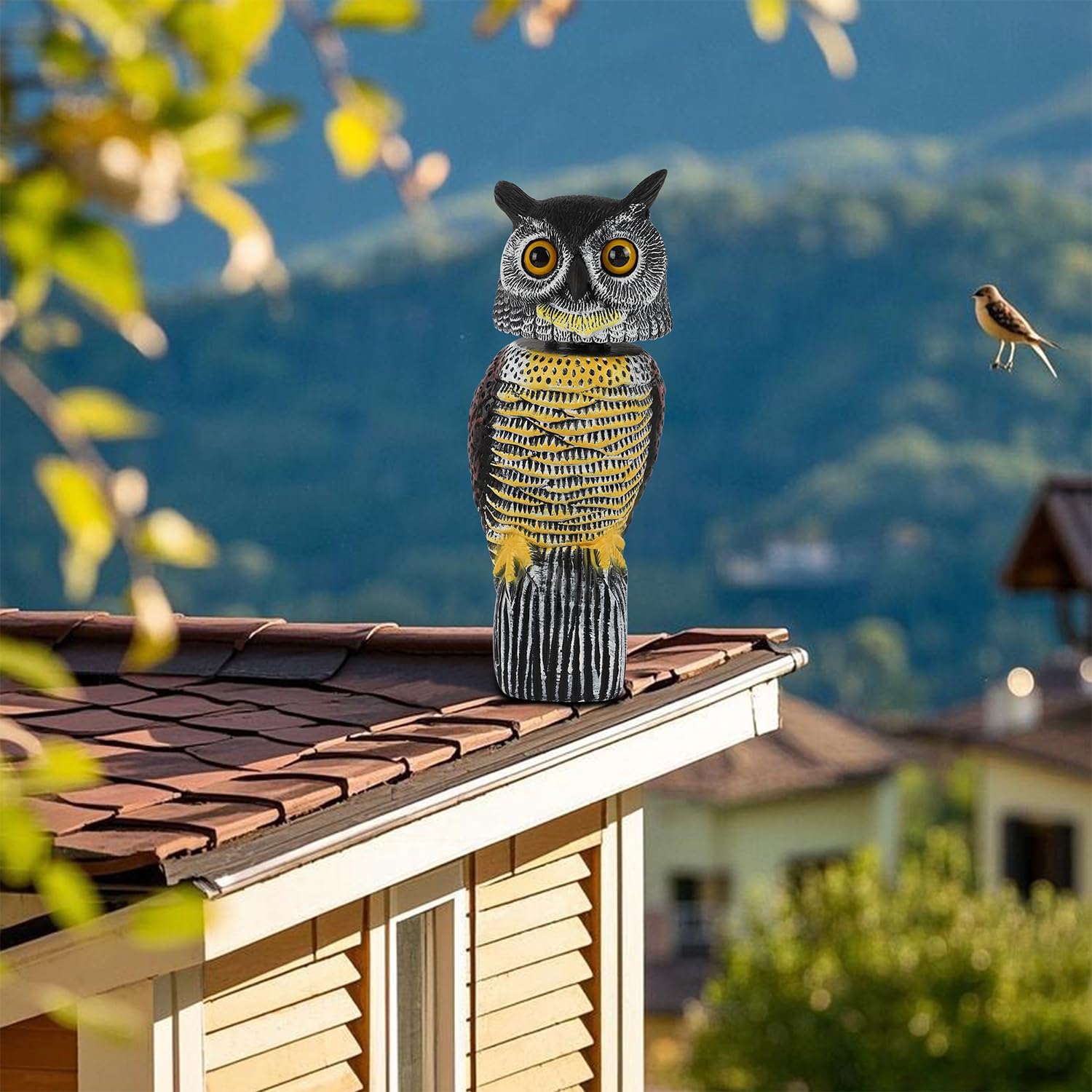 Glintoper owl deterrent base with weight tab stabilizes statue for outdoor use