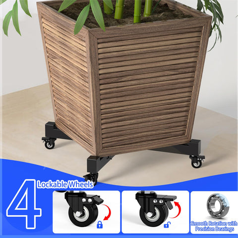 Locking casters keep plants from drifting on slopes.
