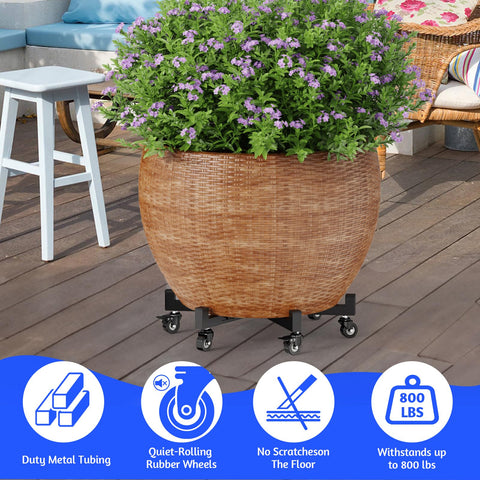 GLISWAM six wheels with three locks keep pots secure on slopes.