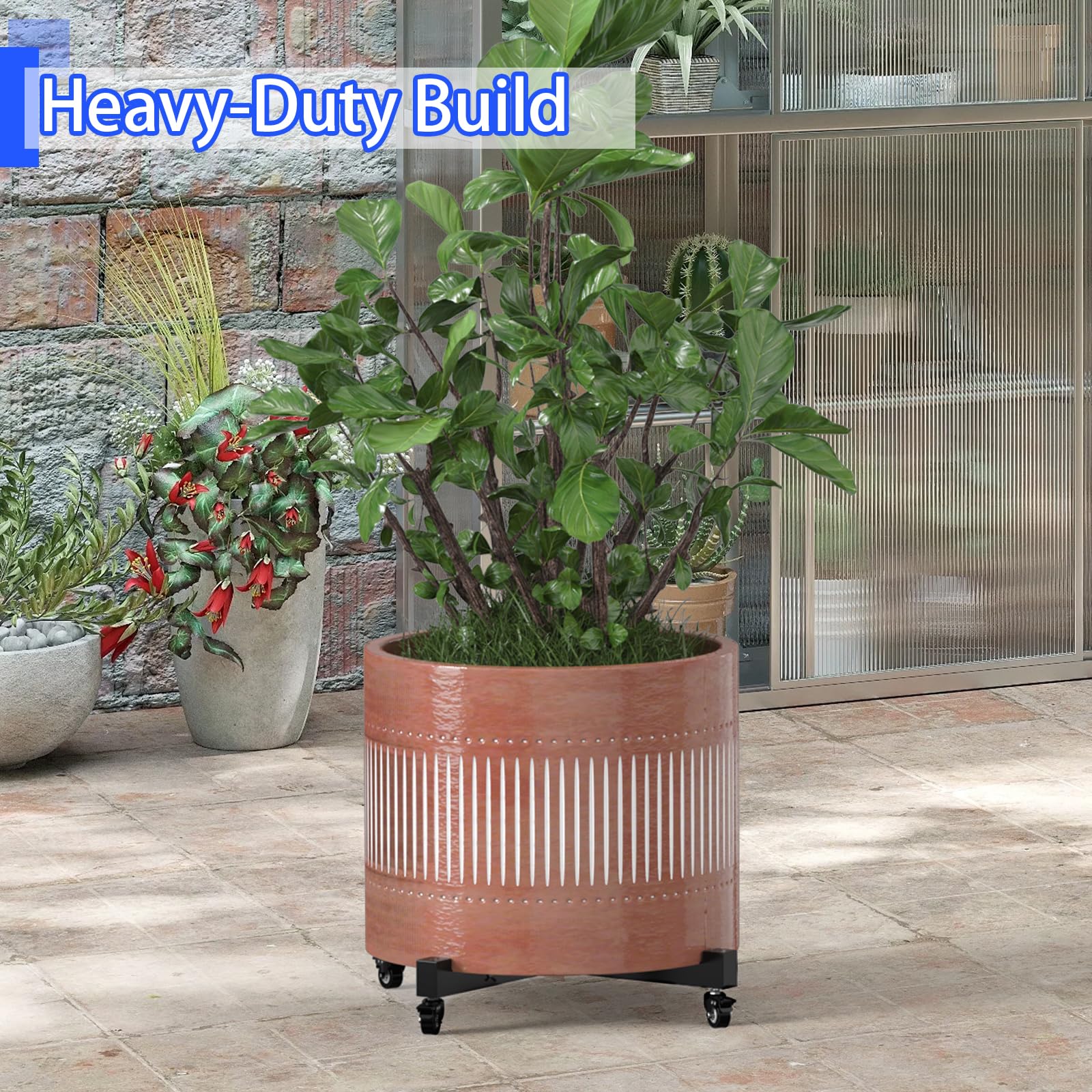 Weather resistant frame for indoor and outdoor plant displays.