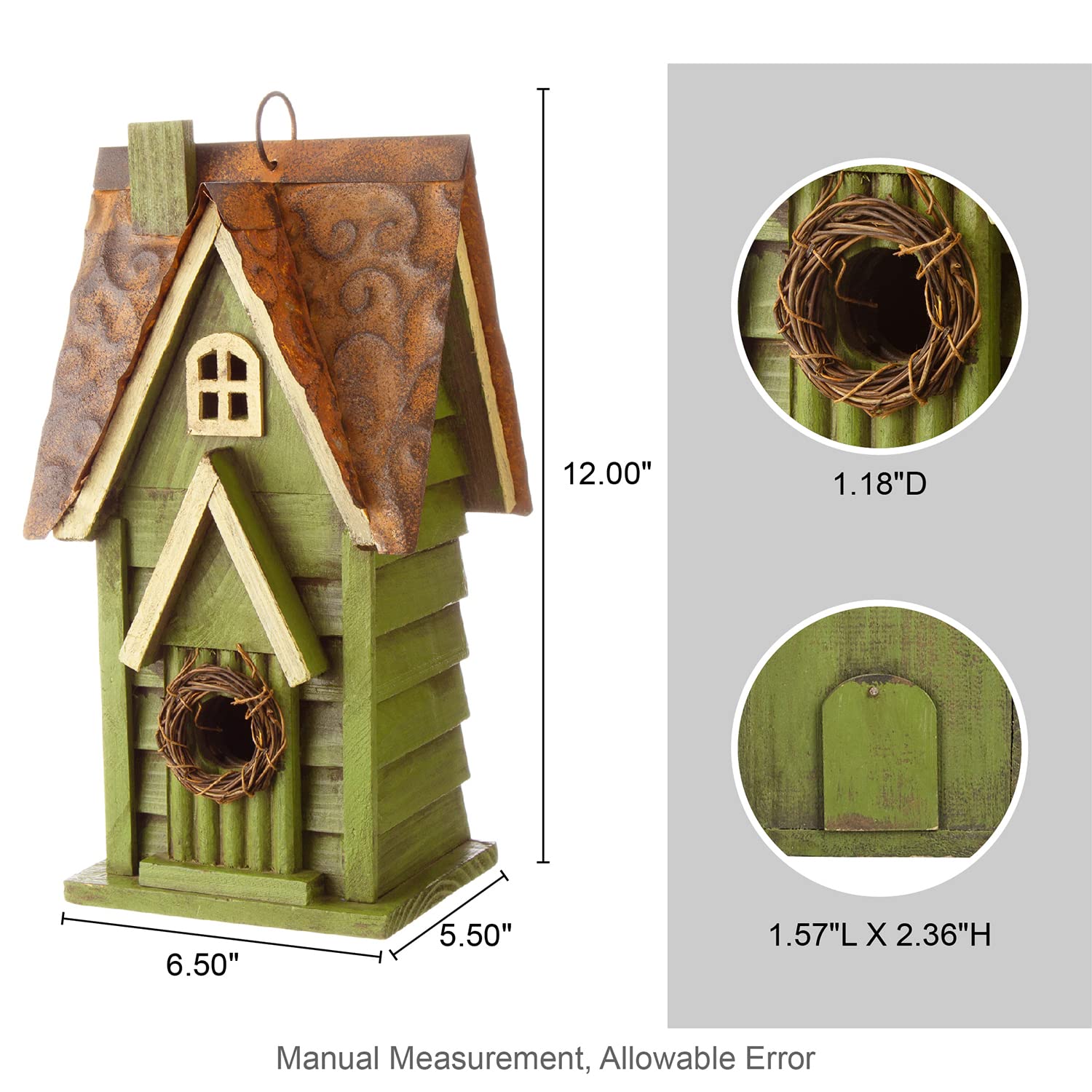 Glitzhome back-panel opening for easy seasonal cleaning of the bird house