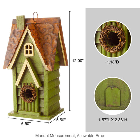 Glitzhome back-panel opening for easy seasonal cleaning of the bird house