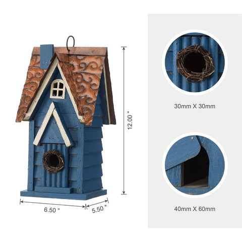 Glitzhome bird house hanging ring in blue for easy outdoor installation.