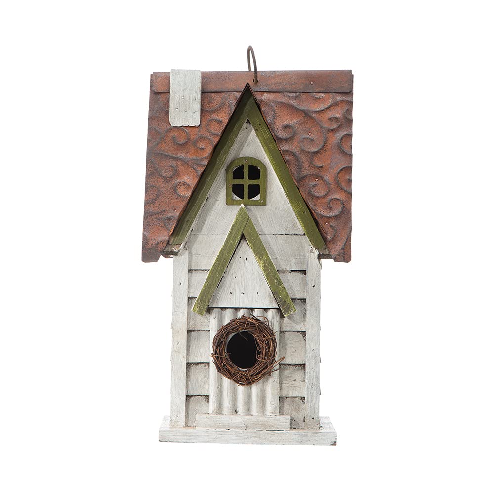 Glitzhome nesting box shelters small birds like wrens and finches.