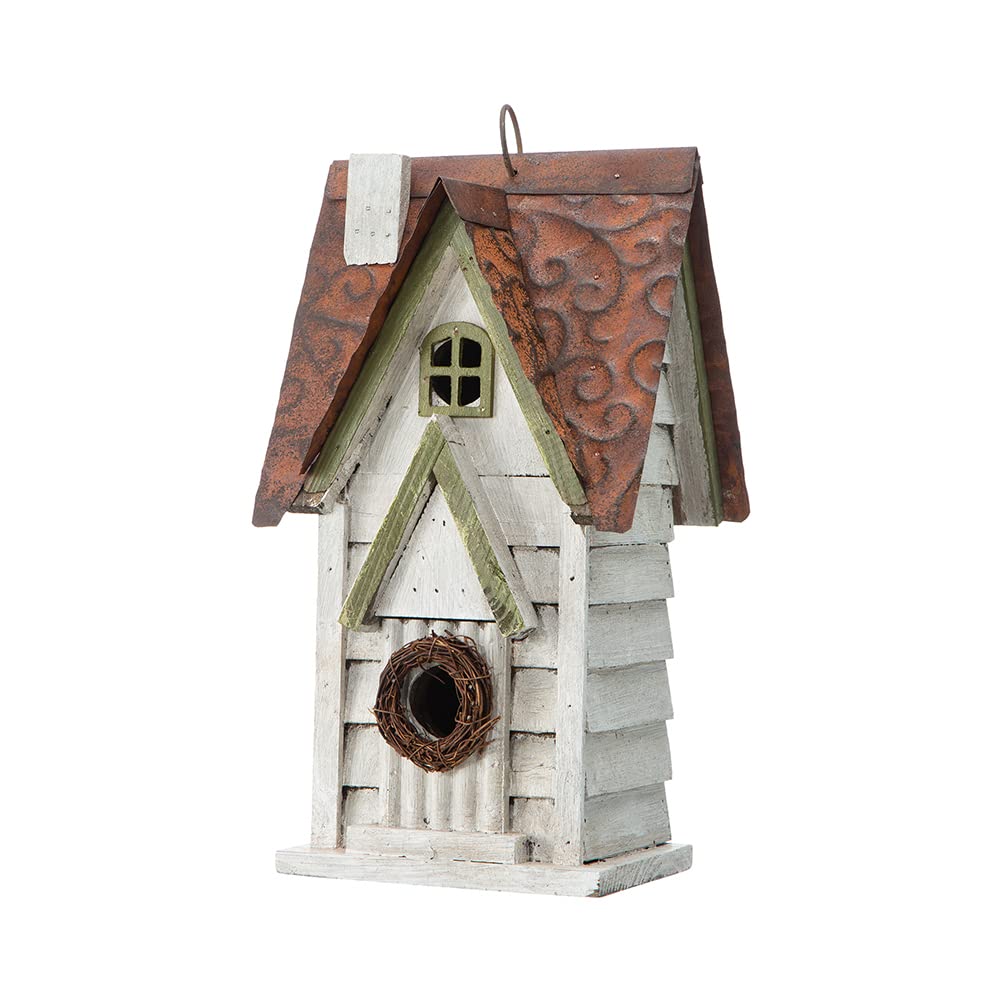 Glitzhome nesting box attracts backyard songbirds year-round.