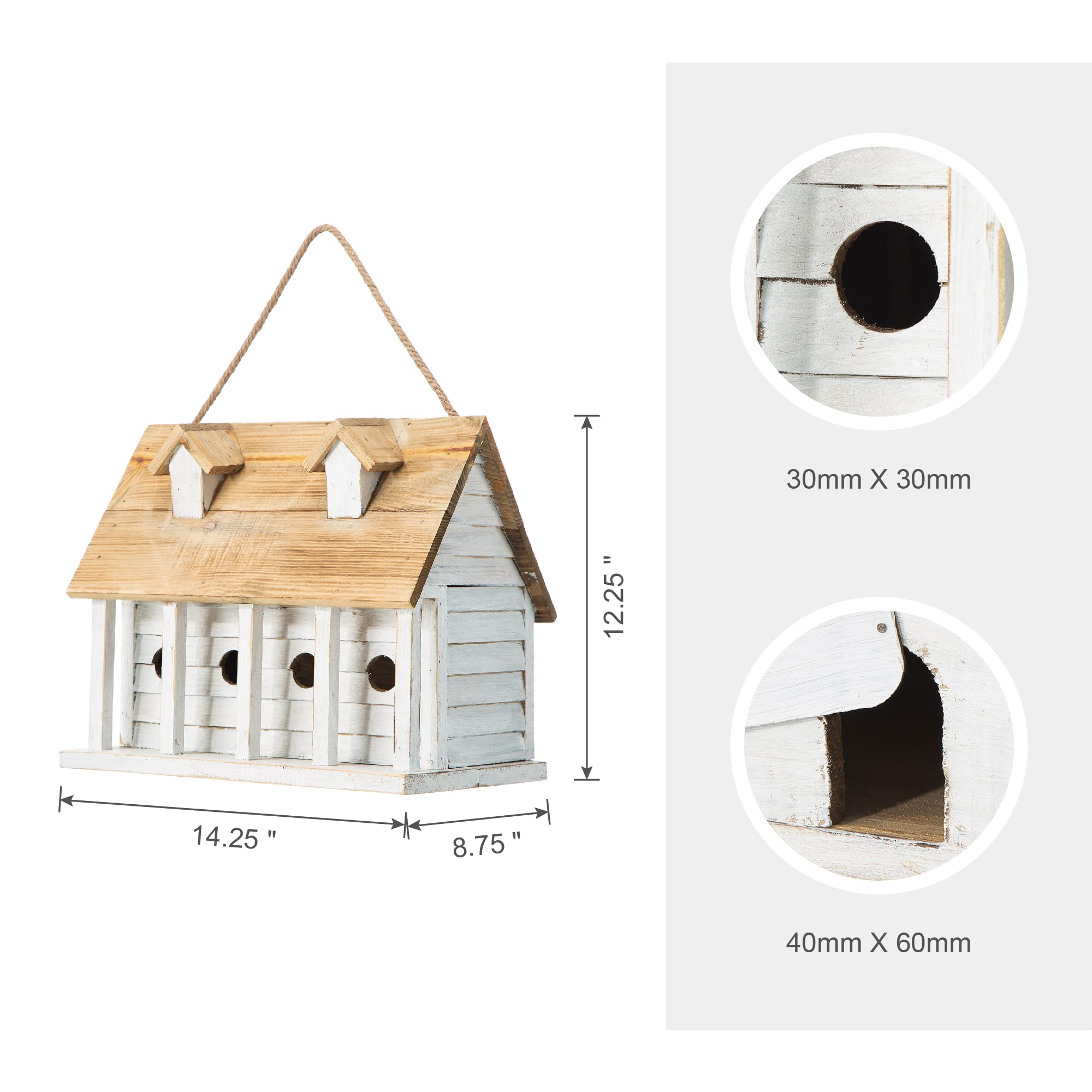 Glitzhome birdhouse with removable back panel for easy cleaning.