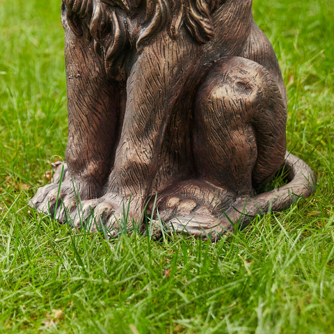 Glitzhome bronze-finish guardian lion, versatile garden, patio, and yard decor.