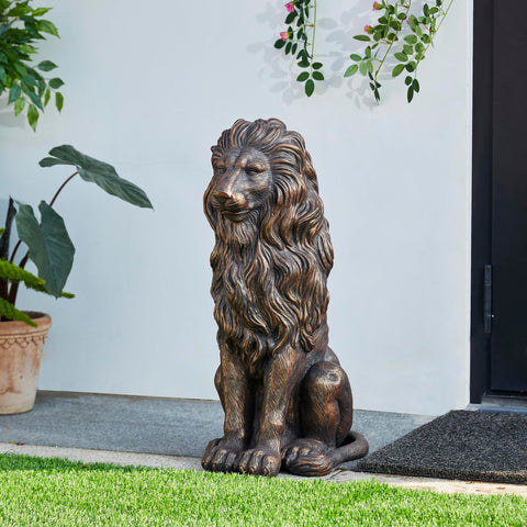 Glitzhome easy-to-move lion statue, lightweight despite regal look.