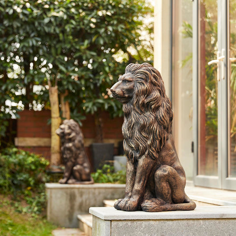 Glitzhome handmade distressed lion detail, vintage-inspired centerpiece.