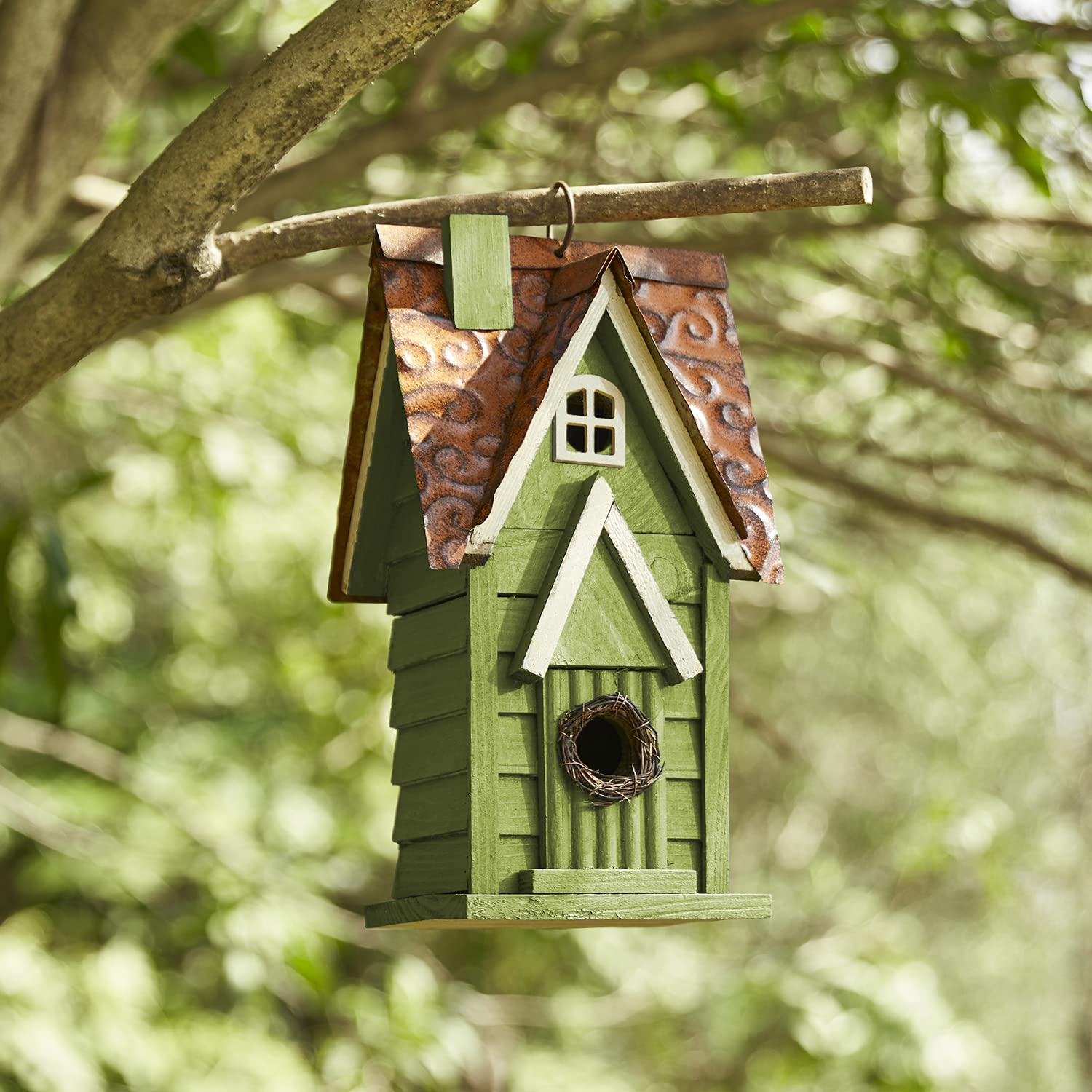 Glitzhome rustic garden decor hanging bird house adds vintage flair