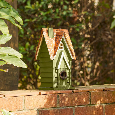 Glitzhome small bird nest bird house suitable for wrens and chickadees