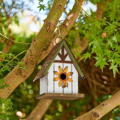 Glitzhome solid wood bird house hanging adds rustic patio charm