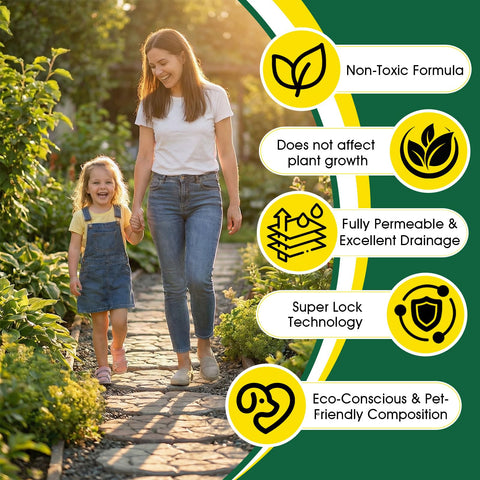 GloGlo ready-to-use rock glue on garden path creates durable, edge-defined walkways.