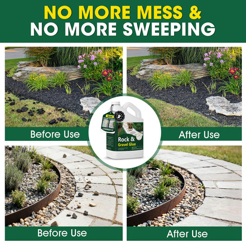 GloGlo pea gravel bond keeps decorative stones in place during seasonal changes.