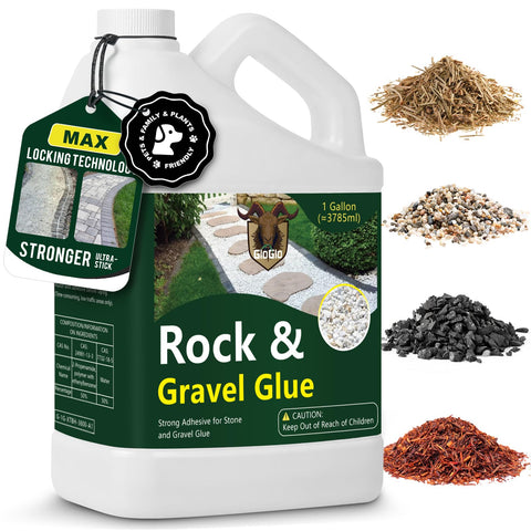 GloGlo Ready-to-Use Rock Glue bottle bonds landscape materials for quick, mess-free application.
