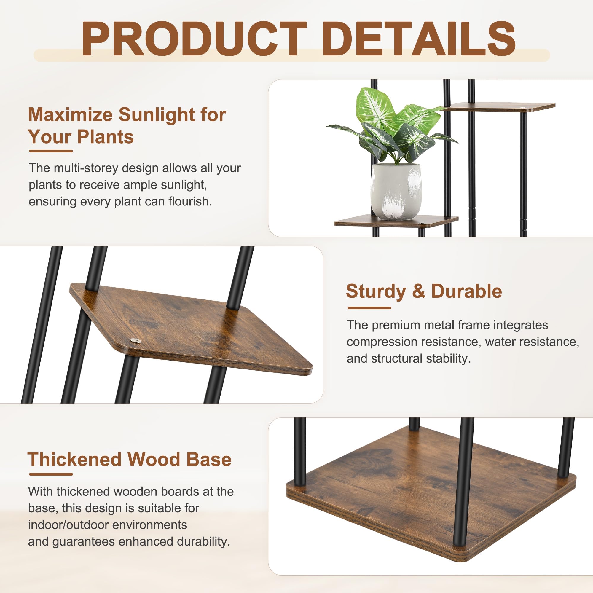 GLOKUUCA corner planter shelf provides sturdy support and floor protection.