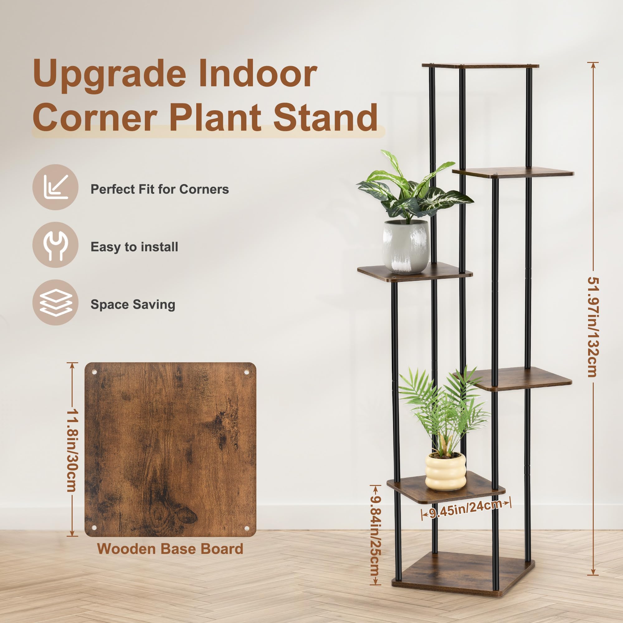 GLOKUUCA 6-tier rack with staggered pots for bright sun exposure.