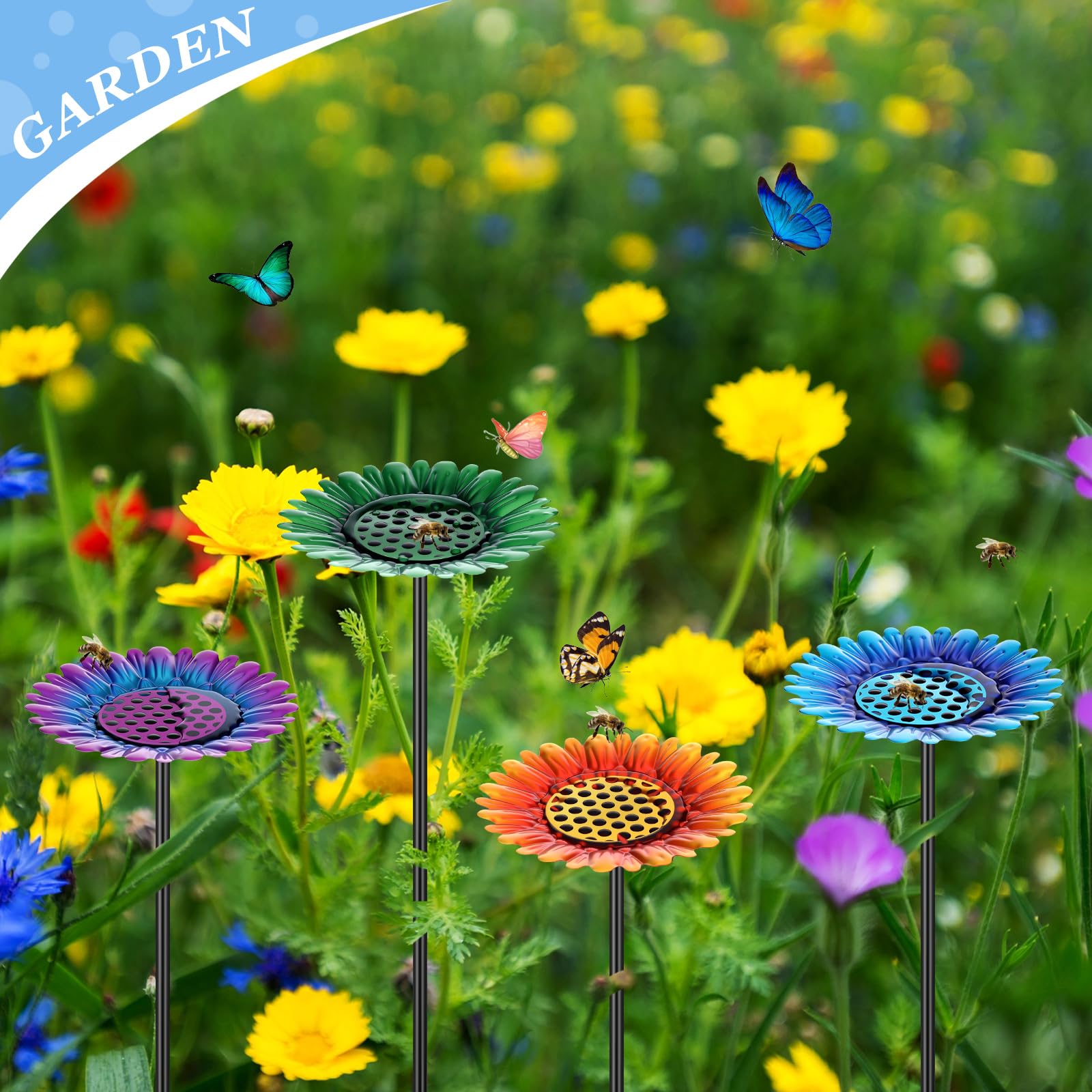 Glooglitter bee watering station four-pack for versatile gardens