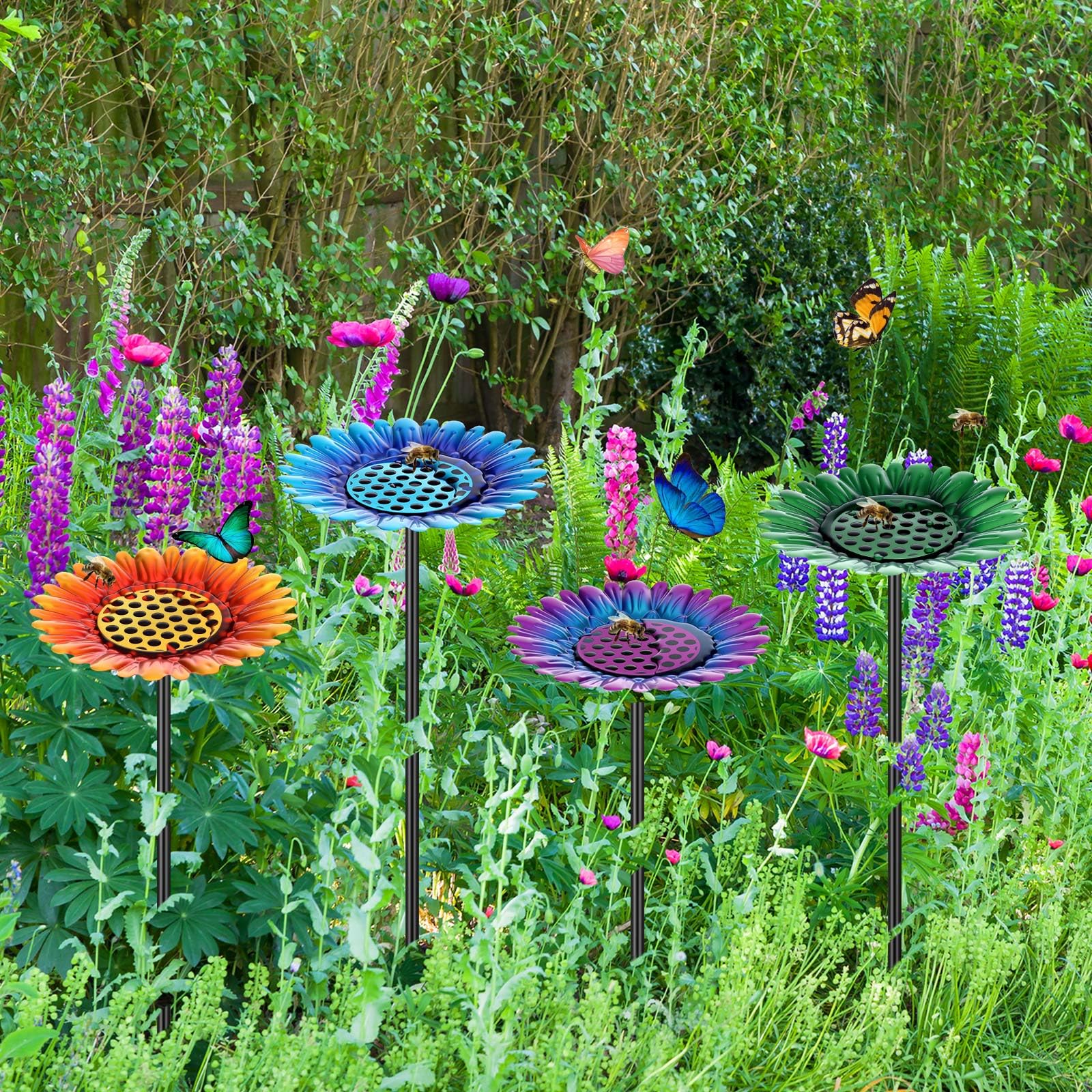 Glooglitter bee watering station metal stakes for easy setup