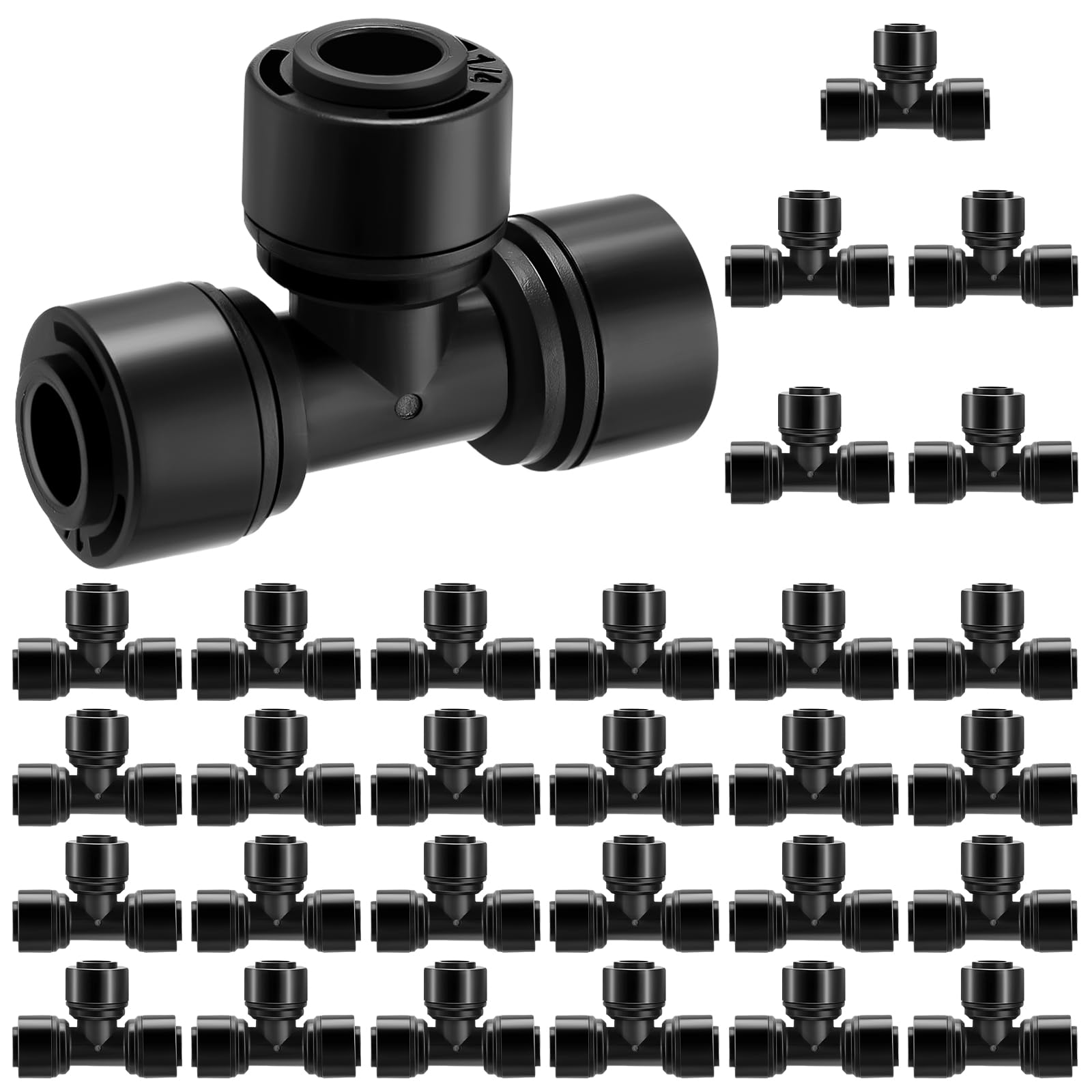 Glooglitter drip tee connector 1/4 inch with a leak-free seal.