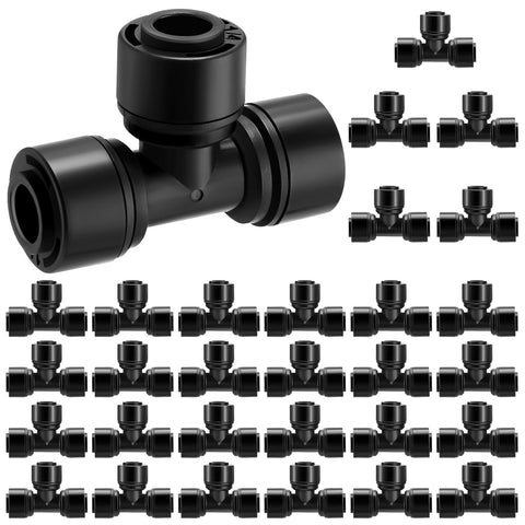 Glooglitter drip tee connector 1/4 inch with a leak-free seal.
