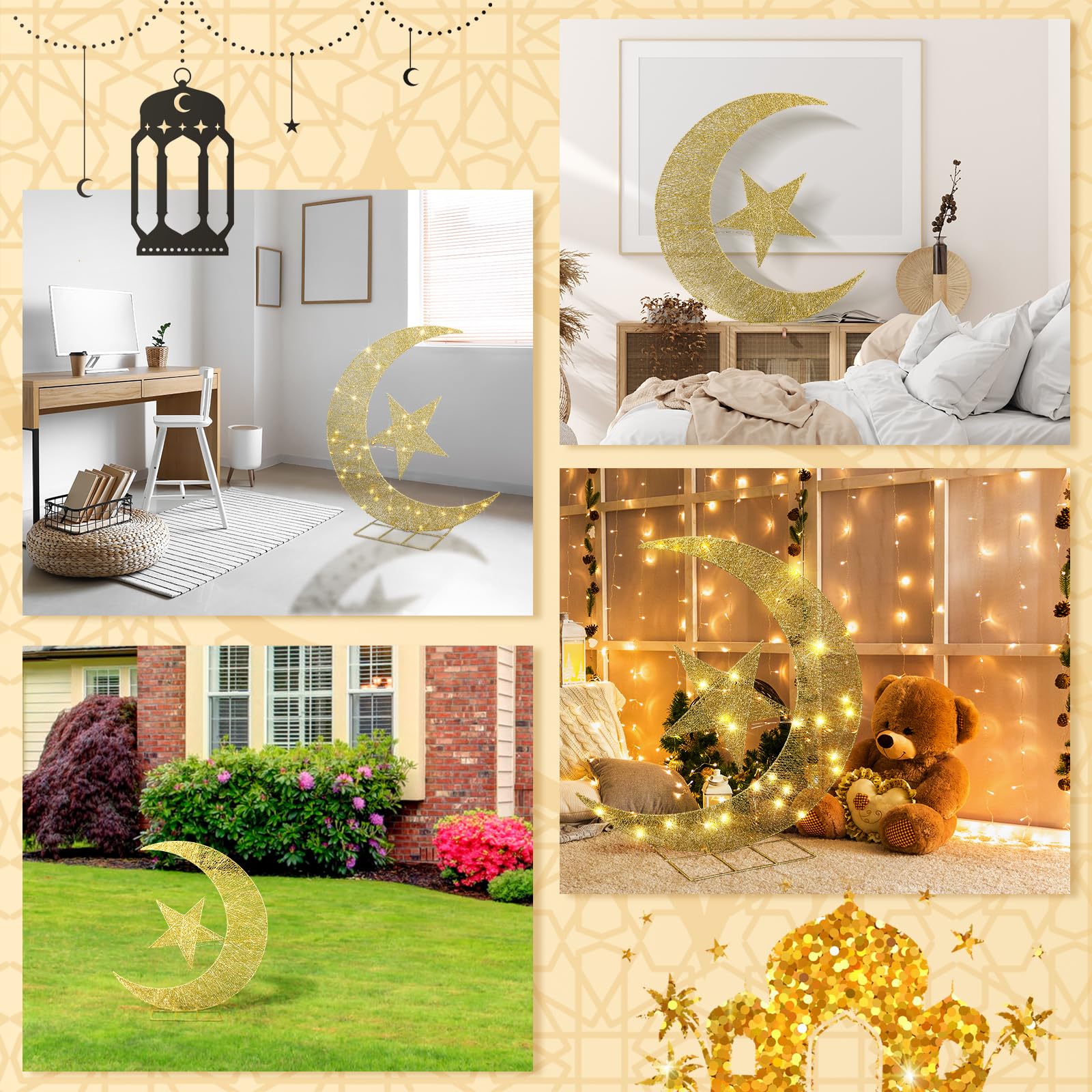 Glooglitter LED string lights illuminate the moon feature beautifully.