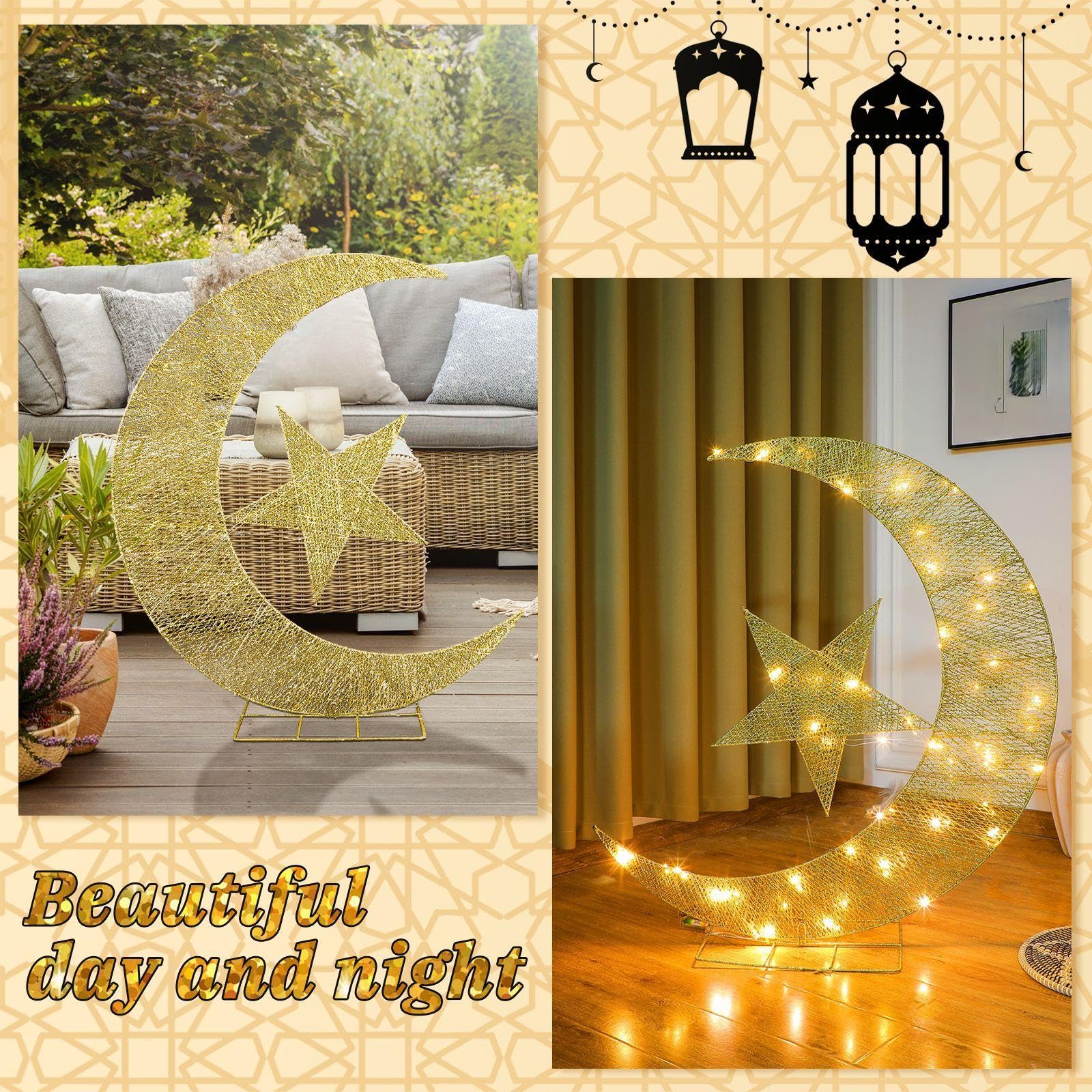 Glooglitter Eid moon indoor display adds warm festive charm.