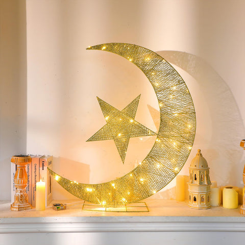 Glooglitter Eid moon lit for evenings outdoors or inside the home.