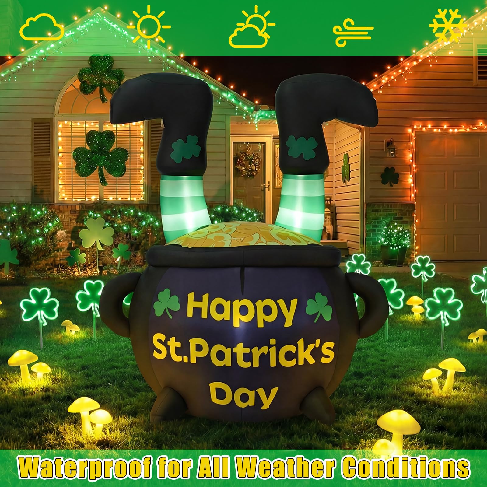 Glooglitter green and gold colors create vivid St. Patrick's theming.