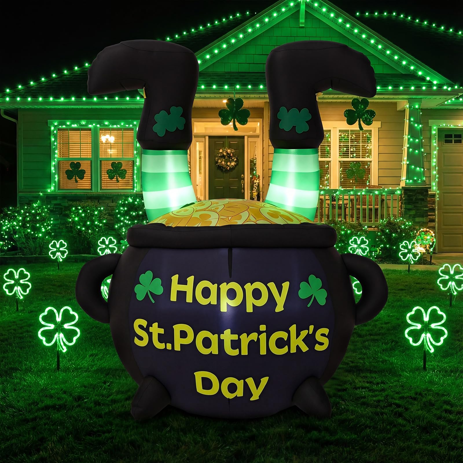 Glooglitter 4ft inflatable is ideal for doorways, lawns, and pathways.