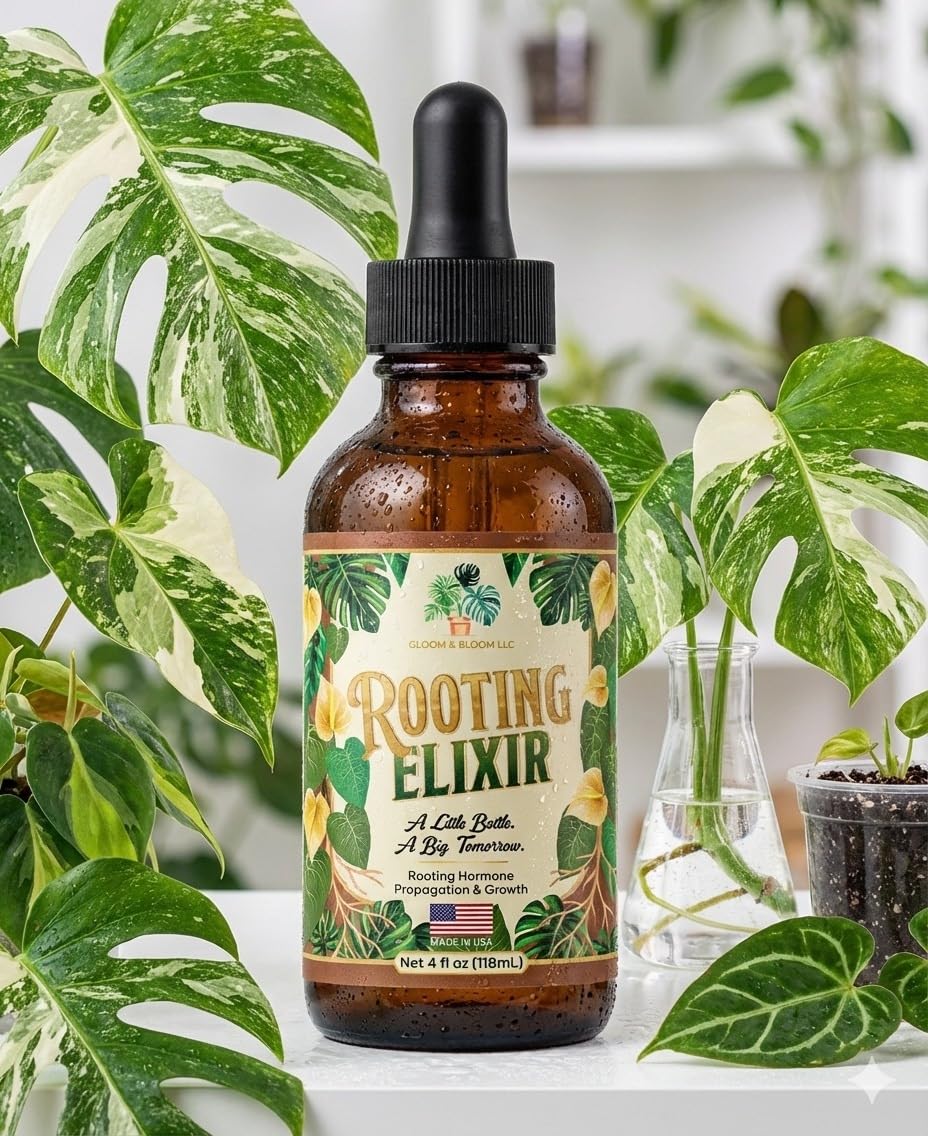 Gloom & Bloom Prop Drops bottle for stimulating root growth in plant cuttings.