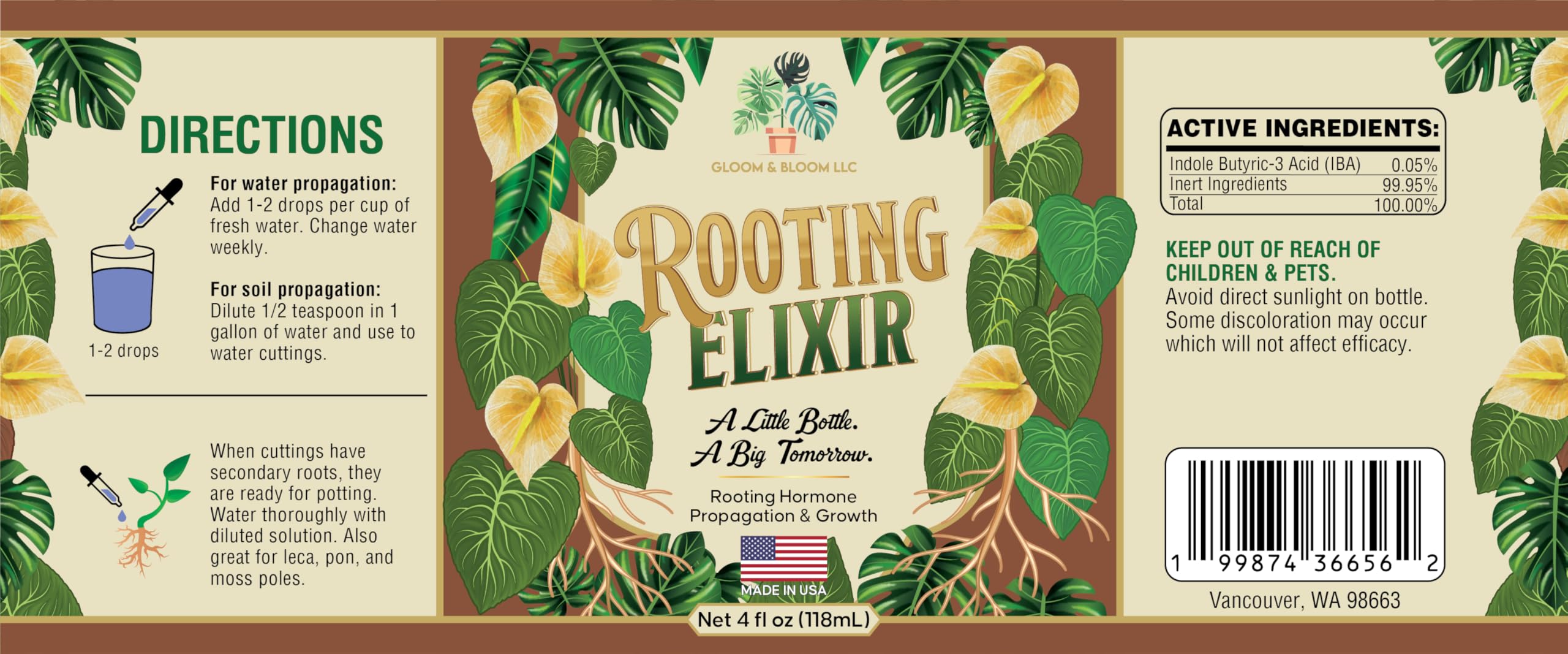Gloom & Bloom Prop Drops close-up of concentrated liquid hormone ideal for multiple propagation cycles.