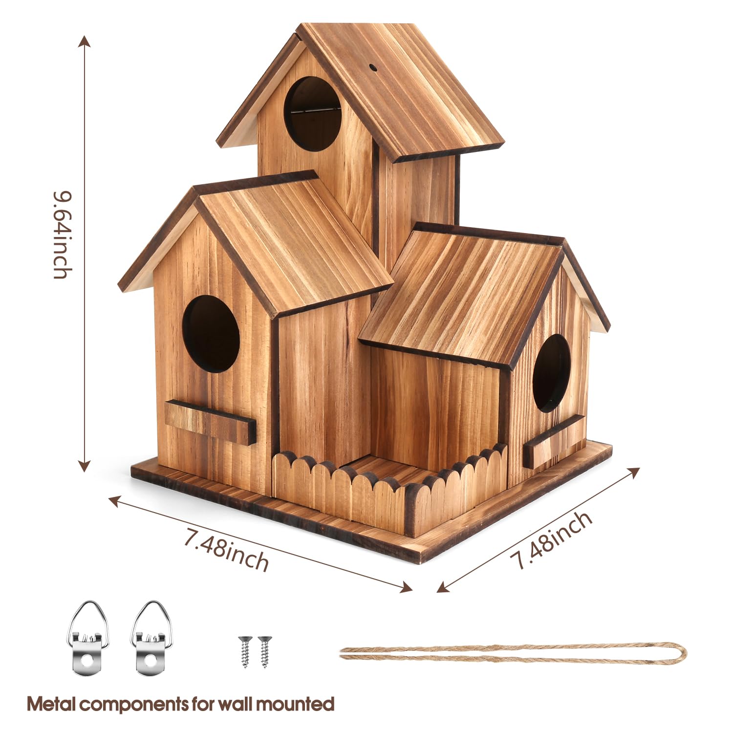 GLOPHOK cedar wood construction birdhouse blends with nature for outdoor use.