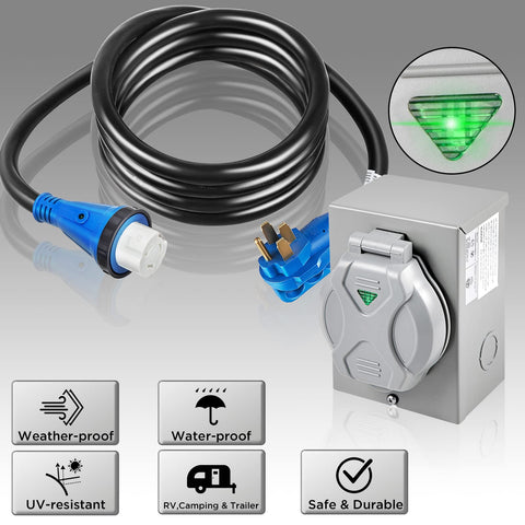 Gloppers NEMA 14-50P male plug for secure, quick connection