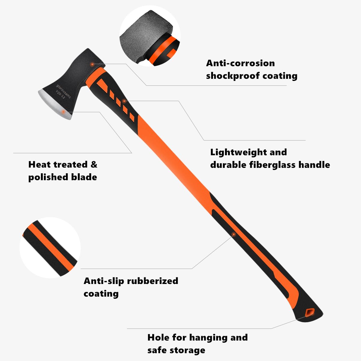 Glorousamc chopping axe wood-splitting-action enables quick firewood prep outdoors.