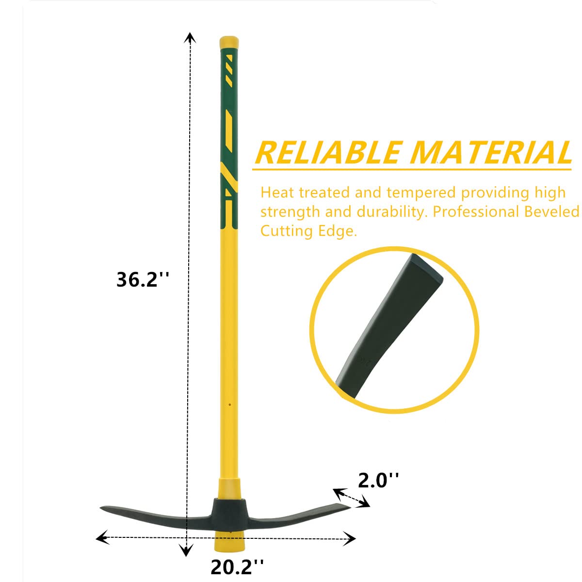 glorousamc dual-head mattock for soil breaking and bed cultivation.