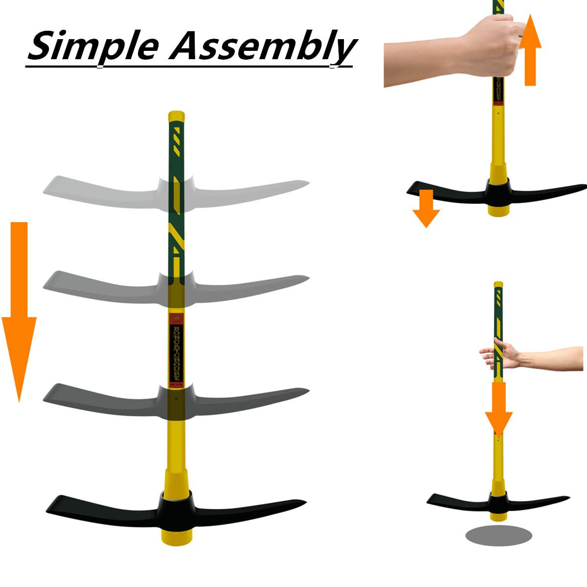glorousamc steel head on a multipurpose mattock designed for garden tasks.