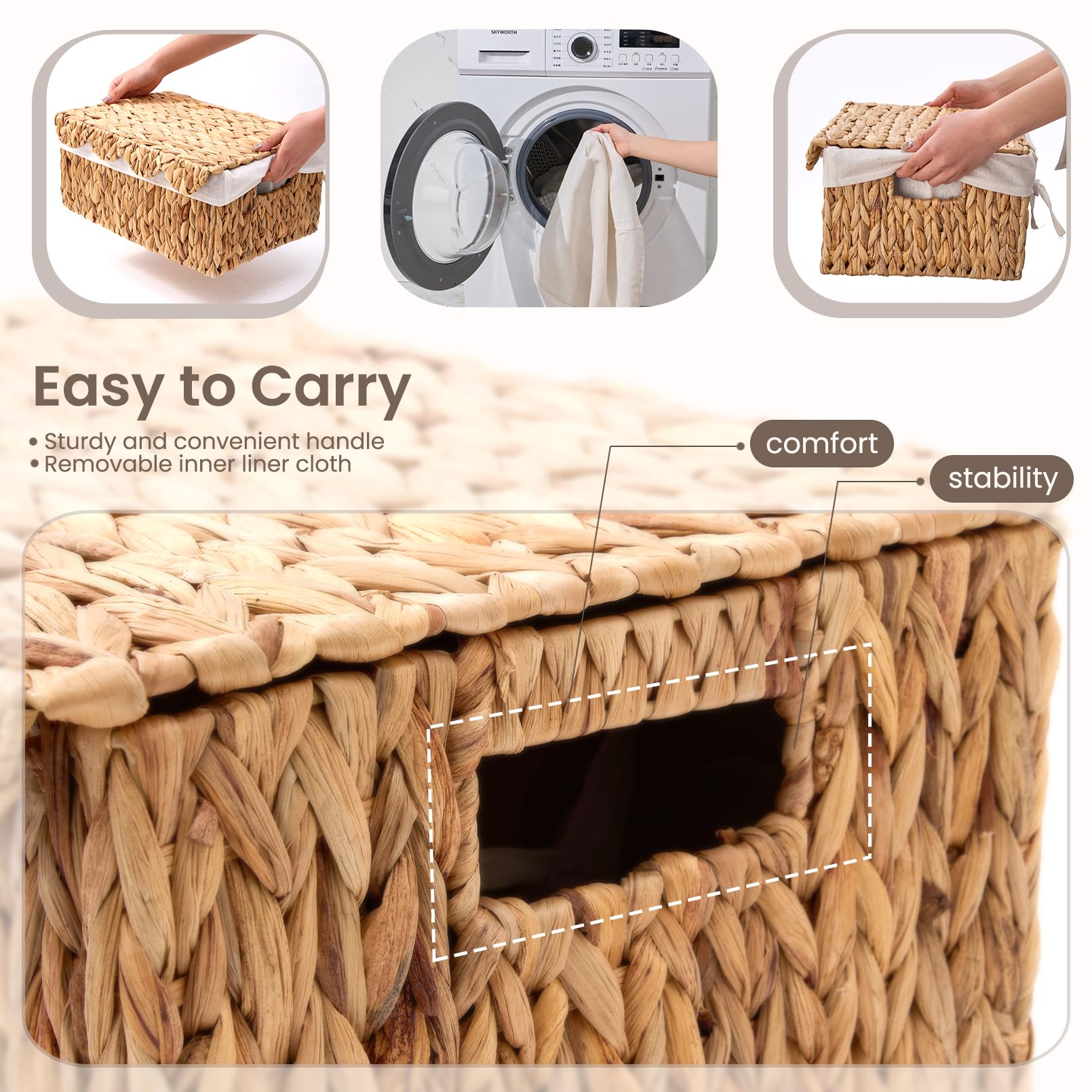 Glory Vend wicker basket with cloth lining keeps contents protected and clean