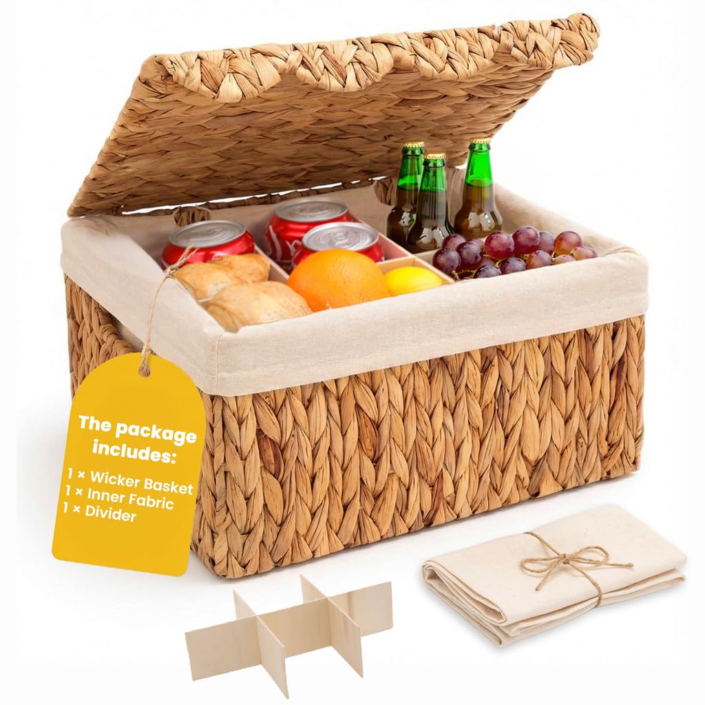 Glory Vend wicker basket with lid for organized storage and dust protection