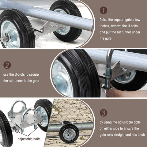 Glosaie easy-installation gate wheel with bolt-and-go setup.