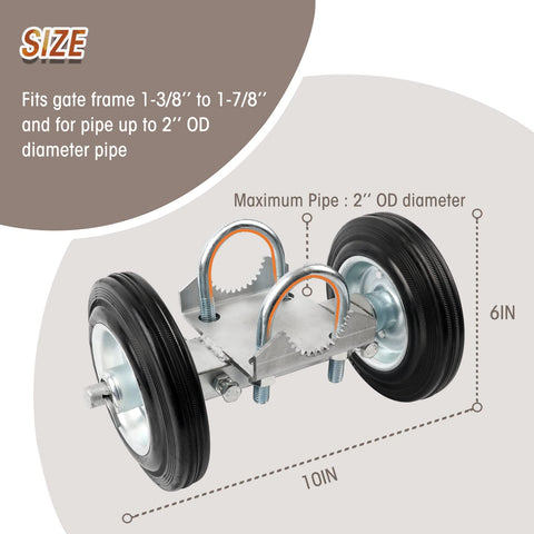 Glosaie gate wheel on ground demonstrating effortless gate movement.