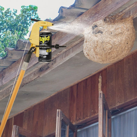 Glosaie long-range sprayer adaptor demonstrates extended reach for tall tasks.
