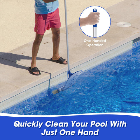 Glosaie pool brush tail shows adjustable angles to reduce drag.