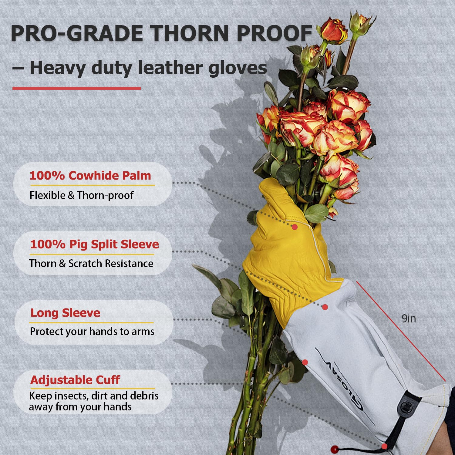 GLOSAV elbow-length gloves provide deep reach into dense thorny plants