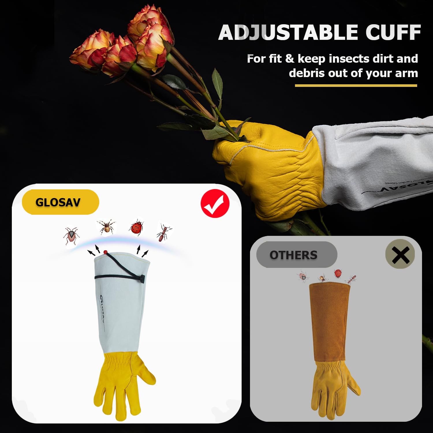 GLOSAV premium leather gloves offer dexterity for pruning and tool use