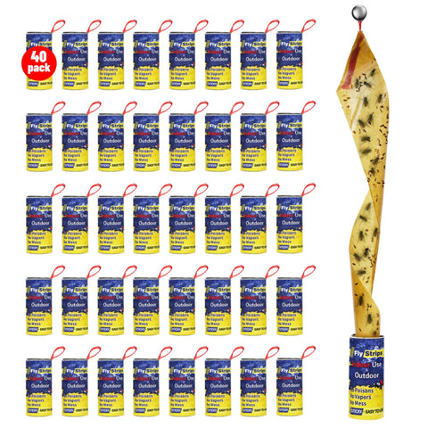 Glovv 40-pack fly trap strips for indoor and outdoor use, ready to hang.